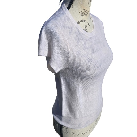 J. Crew NWT Ribbed Featherweight Cashmere Knit Short Sleeve Top Ivory Cream M - Picture 3 of 11